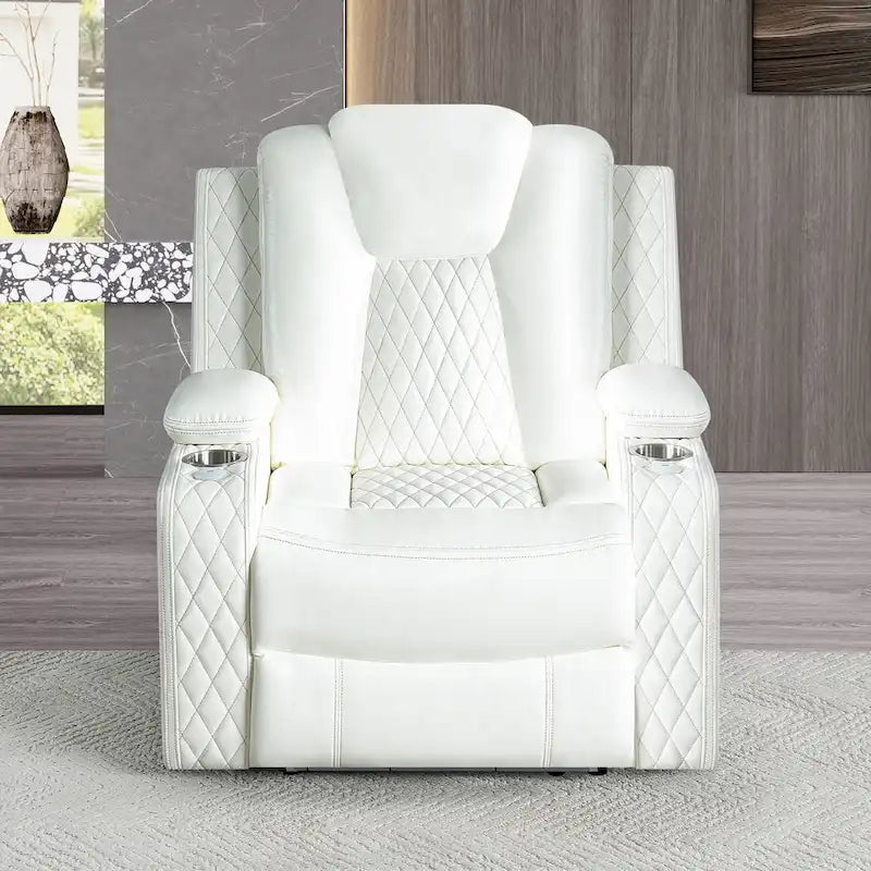 Premium Air Leather Home Theater Loveseat with LED Lights, Recliner with Built-in Speakers & Wireless Charging