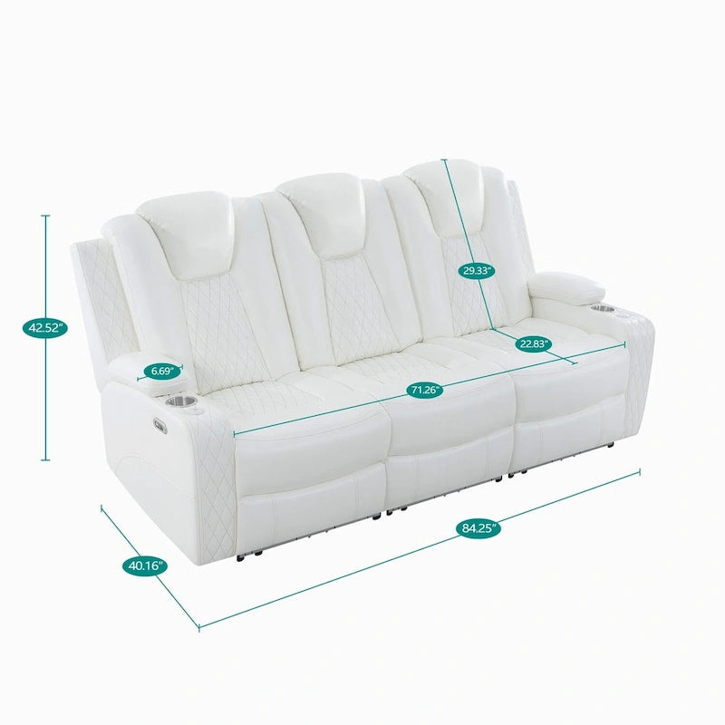 Premium Air Leather Home Theater Loveseat with LED Lights, Recliner with Built-in Speakers & Wireless Charging