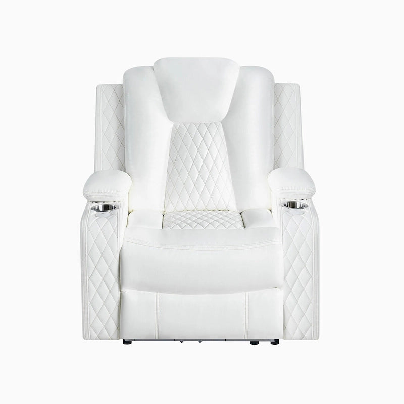 Premium Air Leather Home Theater Loveseat with LED Lights, Recliner with Built-in Speakers & Wireless Charging