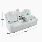 Premium Air Leather Home Theater Loveseat with LED Lights, Recliner with Built-in Speakers & Wireless Charging