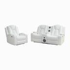 Premium Air Leather Home Theater Loveseat with LED Lights, Recliner with Built-in Speakers & Wireless Charging
