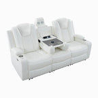 Premium Air Leather Home Theater Loveseat with LED Lights, Recliner with Built-in Speakers & Wireless Charging