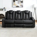 Premium Air Leather Home Theater Loveseat with LED Lights, Recliner with Built-in Speakers & Wireless Charging