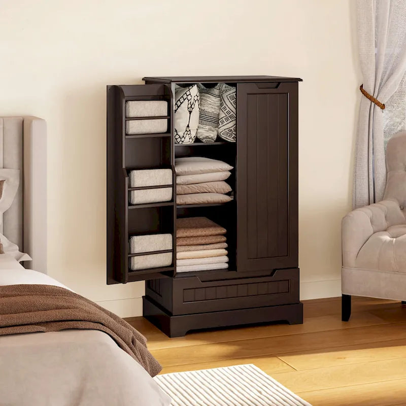 Kitchen Pantry Storage Cabinet, Freestanding Storage with Shelves and 1 Drawer