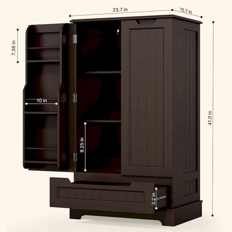 Kitchen Pantry Storage Cabinet, Freestanding Storage with Shelves and 1 Drawer