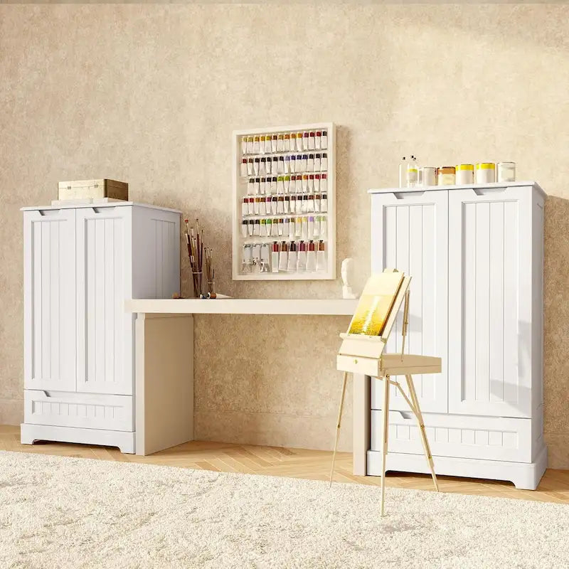 Kitchen Pantry Storage Cabinet, Freestanding Storage with Shelves and 1 Drawer