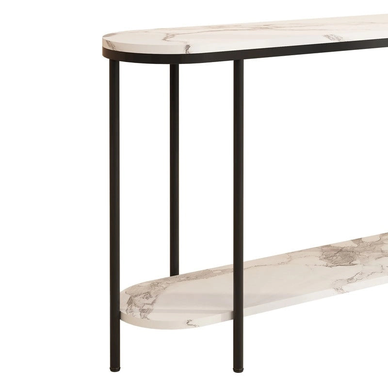 Console Table 2 Tier Narrow Entryway Table with Storage Shelves