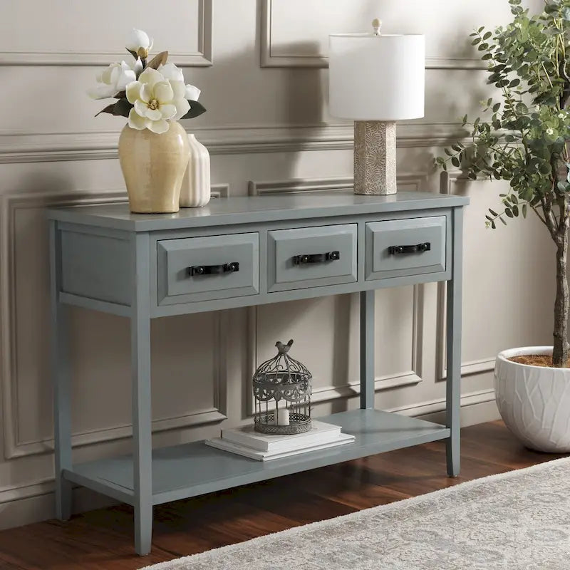 SAFAVIEH Jennette Black/ Walnut Console Table - 42Wx15Dx30H