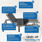 Adjustable Bed Frame, Head & Foot Incline, Wireless Remote Control, Zero Gravity Adjustable Bed Base