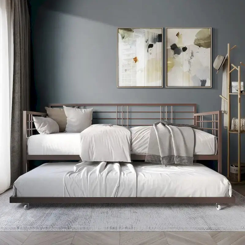 CraftPorch Contemporary Twin Size Metal Daybed with Trundle