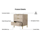 Anmytek Modern 3 Drawer Wood Grain Nightstand Bedside Table with Storage for Bedroom Living Room