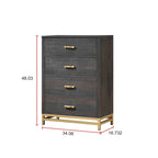 Wedro 4 Piece Dark Brown Rustic Panel Bedroom Set