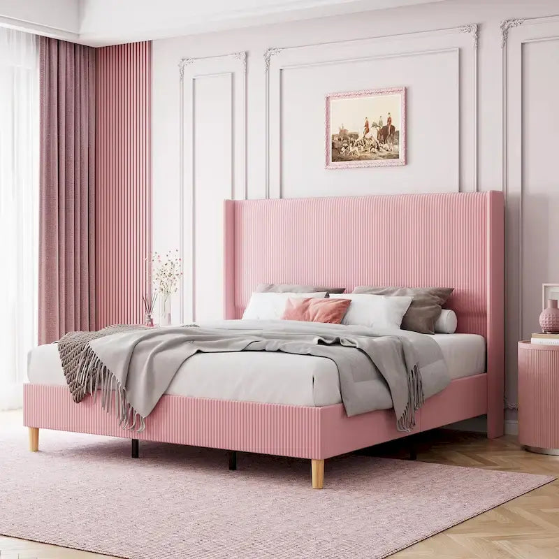 Full/Queen/King Size Bed Frame Upholstered Platform Velvet