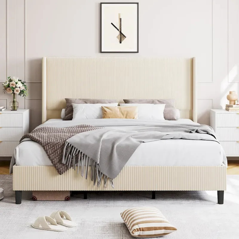 Full/Queen/King Size Bed Frame Upholstered Platform Velvet