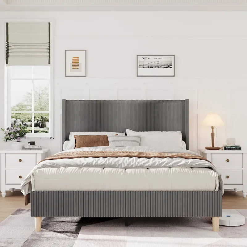 Full/Queen/King Size Bed Frame Upholstered Platform Velvet
