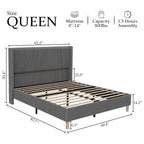 Full/Queen/King Size Bed Frame Upholstered Platform Velvet