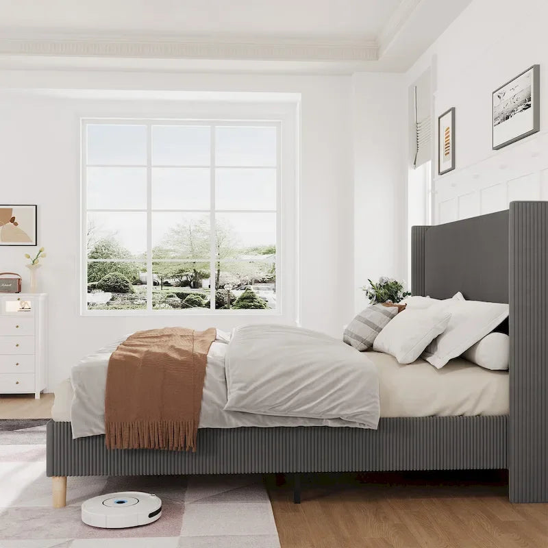 Full/Queen/King Size Bed Frame Upholstered Platform Velvet