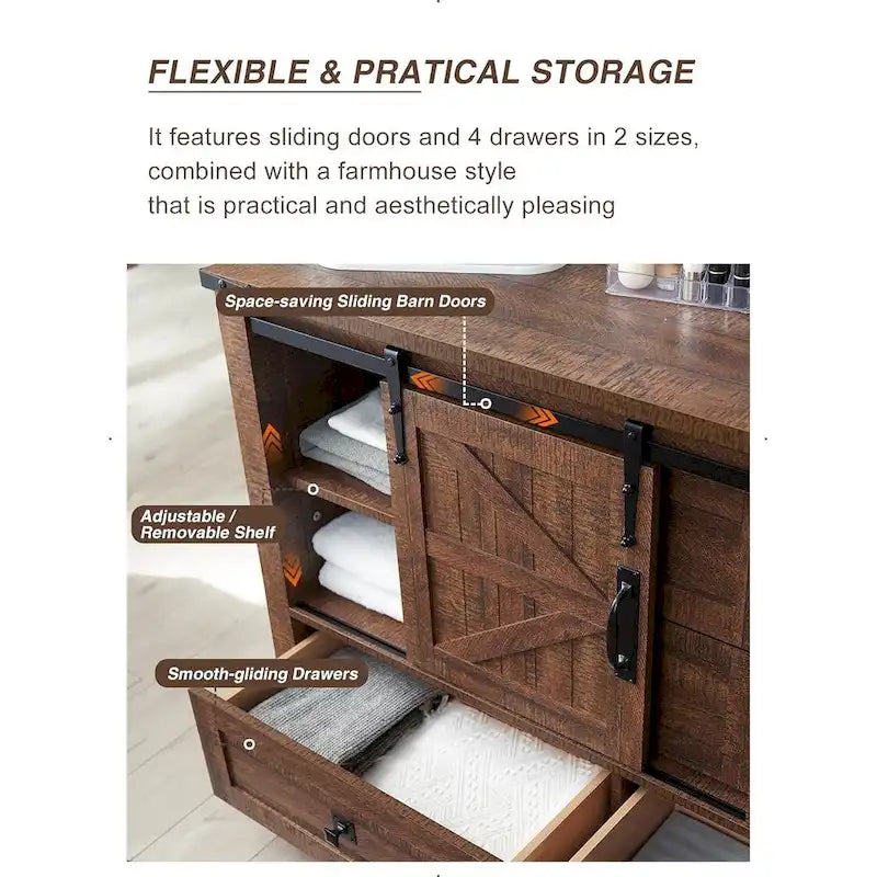 Farmhouse Dresser, Chest of Drawer, Dresser TV Stand, Storage Dresser