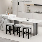 XINMICS Bar Stools, 27 Inches Modern Counter Height Bar Stools, Metal Legs Backless Upholstered Saddle Stool Chair