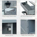 Outdoor Kitchen Island, Rolling Bar Cart & Storage Cabinet, Farmhouse Outdoor Grill Table with Stainless Steel Top & Towel Rack