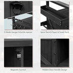Outdoor Kitchen Island, Rolling Bar Cart & Storage Cabinet, Farmhouse Outdoor Grill Table with Stainless Steel Top & Towel Rack