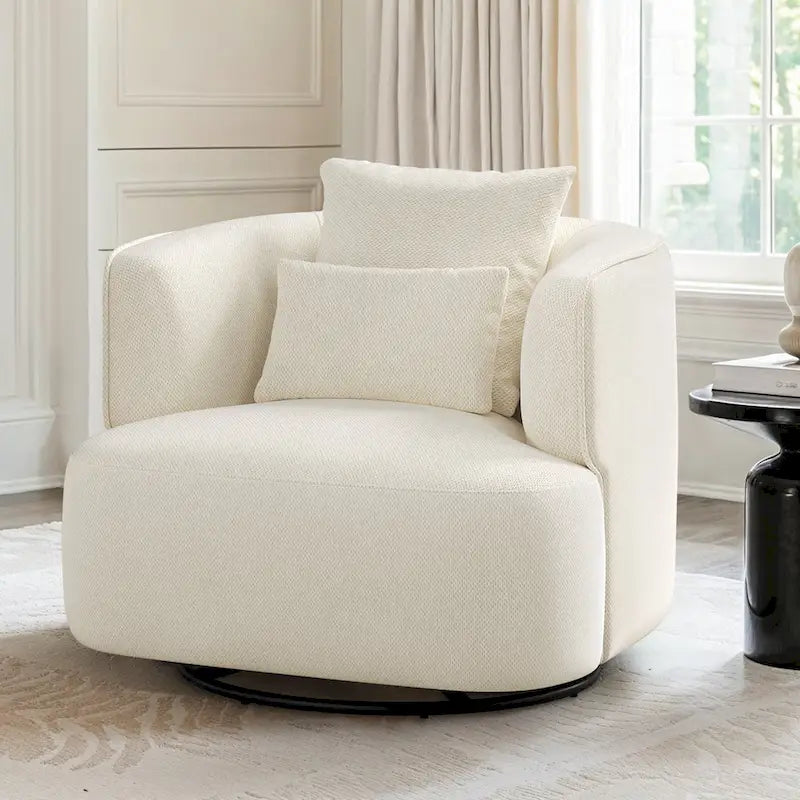 LUE BONA Swivel Accent Armchair Fabric Blend, Modern Upholstered Barrel Chair Living Room Sofa Chair