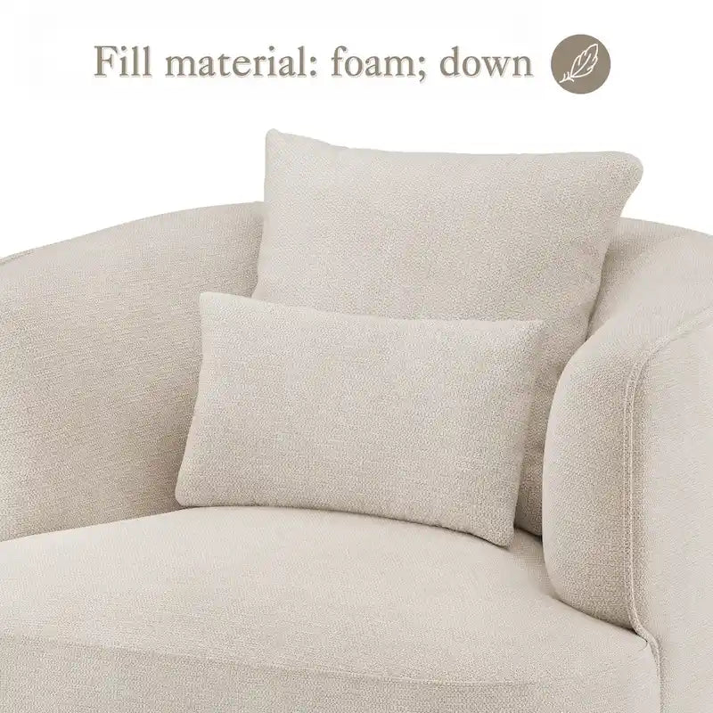 LUE BONA Swivel Accent Armchair Fabric Blend, Modern Upholstered Barrel Chair Living Room Sofa Chair