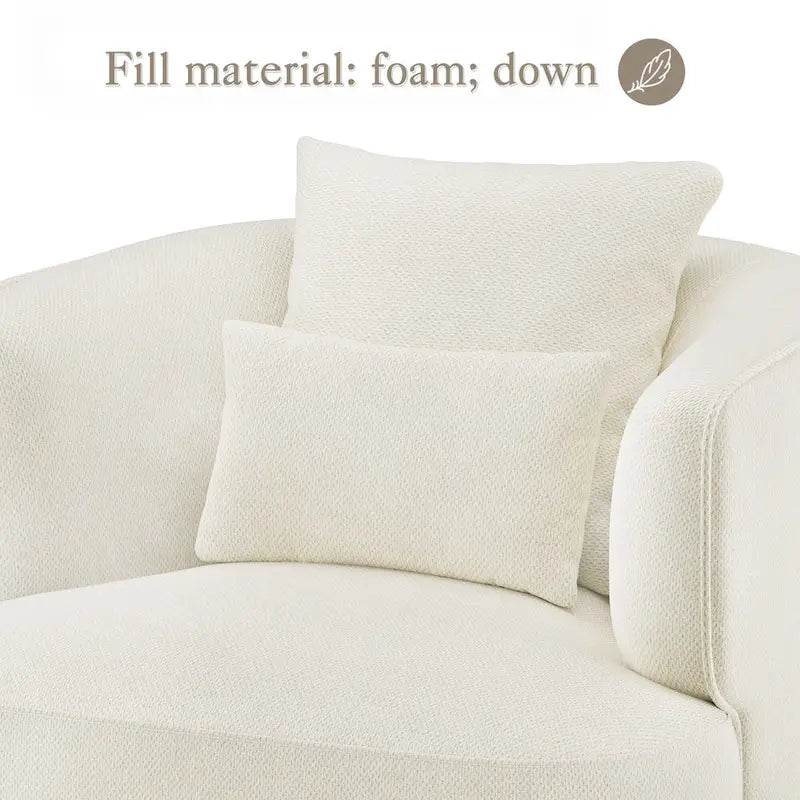 LUE BONA Swivel Accent Armchair Fabric Blend, Modern Upholstered Barrel Chair Living Room Sofa Chair