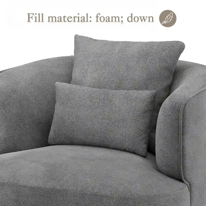LUE BONA Swivel Accent Armchair Fabric Blend, Modern Upholstered Barrel Chair Living Room Sofa Chair