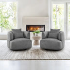 LUE BONA Swivel Accent Armchair Fabric Blend, Modern Upholstered Barrel Chair Living Room Sofa Chair