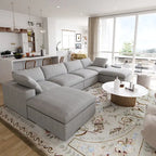 156 Convertible Modular Sectional Sofa Couch, Modern U Shape Minimalism Sofas Couches with Pillows