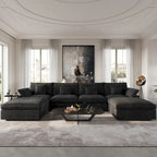 156 Convertible Modular Sectional Sofa Couch, Modern U Shape Minimalism Sofas Couches with Pillows