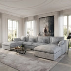 156 Convertible Modular Sectional Sofa Couch, Modern U Shape Minimalism Sofas Couches with Pillows