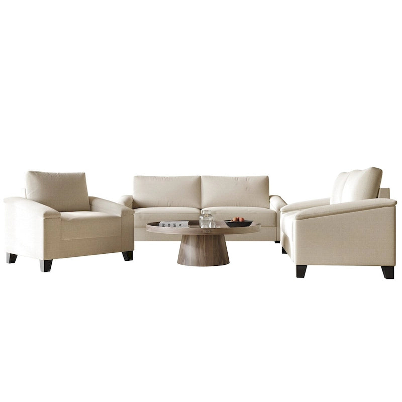 CraftPorch Simple Style Linen Upholstered 3-Piece Living Room Set