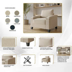 CraftPorch Simple Style Linen Upholstered 3-Piece Living Room Set