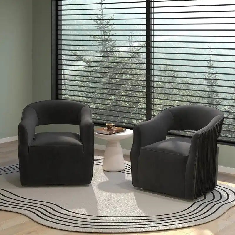 SEYNAR Modern Glam Velvet 360 Degree Swivel Open-Back Accent Armchair Set of 2