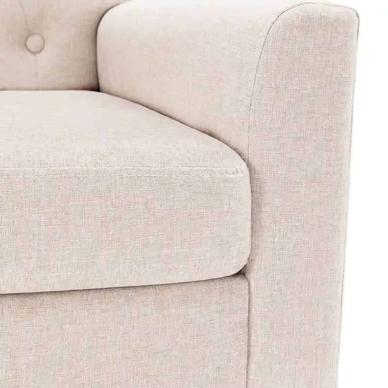 LUE BONA Modern Upholstered Accent Chair Linen Fabric Button Tufted Armchair with Solid Wood Frame - 28.5 W X 27.25 D X 33.75 H