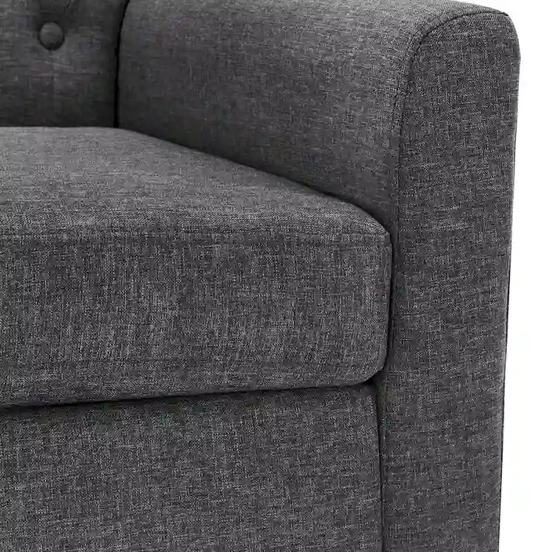 LUE BONA Modern Upholstered Accent Chair Linen Fabric Button Tufted Armchair with Solid Wood Frame - 28.5 W X 27.25 D X 33.75 H