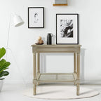 Copper Grove Reine Cream Side Table with Rattan Shelf