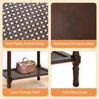 Copper Grove Reine Cream Side Table with Rattan Shelf
