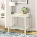 Copper Grove Reine Cream Side Table with Rattan Shelf