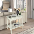 Copper Grove Reine Cream Side Table with Rattan Shelf