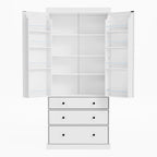 77inch Farmhouse Kitchen Pantry, Freestanding Tall Cupboard Storage Cabinet with 3 Adjustable Shelves, 8 Door Shelves, 3 Drawers