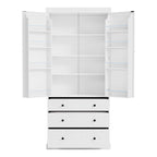 77inch Farmhouse Kitchen Pantry, Freestanding Tall Cupboard Storage Cabinet with 3 Adjustable Shelves, 8 Door Shelves, 3 Drawers