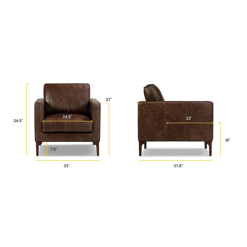 Poly & Bark Mateo Lounge Chair - Full Grain Genuine Italian Leather
