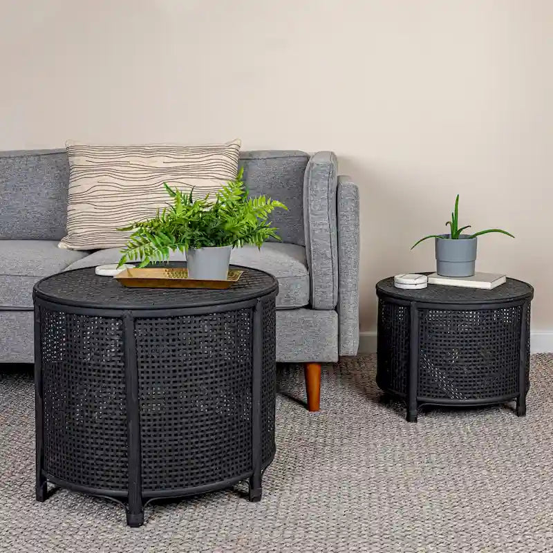 Bamboo and Rattan Accent Table