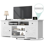 Moasis 70 Farmhouse TV Stand, Entertainment Center with Power Outlet for TVs Up to 80 Inch - 70L x 15.5W x 30H