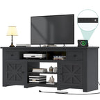 Moasis 70 Farmhouse TV Stand, Entertainment Center with Power Outlet for TVs Up to 80 Inch - 70L x 15.5W x 30H