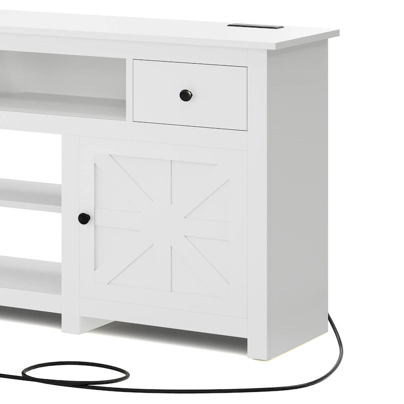 Moasis 70 Farmhouse TV Stand, Entertainment Center with Power Outlet for TVs Up to 80 Inch - 70L x 15.5W x 30H