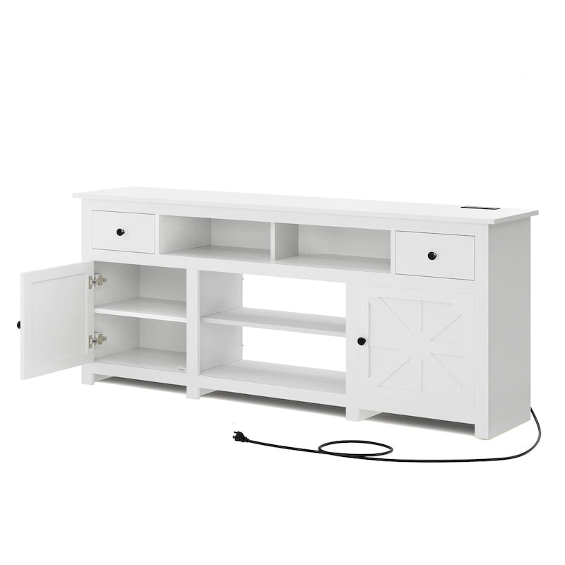Moasis 70 Farmhouse TV Stand, Entertainment Center with Power Outlet for TVs Up to 80 Inch - 70L x 15.5W x 30H